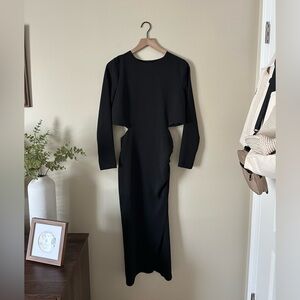 Zara Long Sleeve Cutout Midi Dress Black